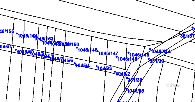 Parcela st. 1046/147 v KÚ Těmice u Hodonína, Katastrální mapa