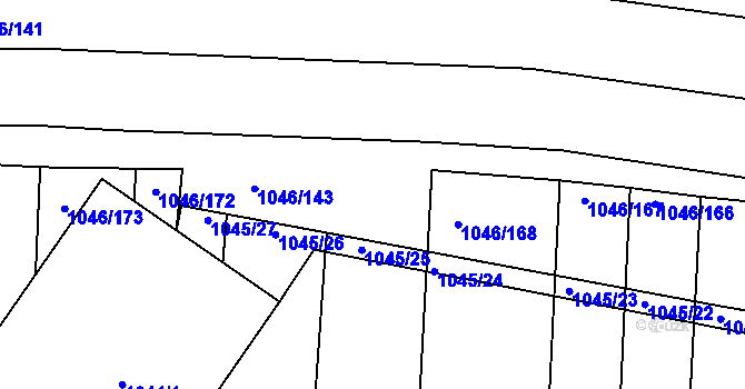 Parcela st. 1046/169 v KÚ Těmice u Hodonína, Katastrální mapa
