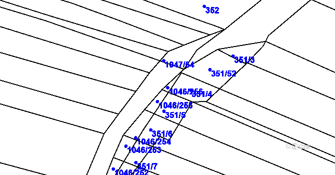 Parcela st. 1046/256 v KÚ Těmice u Hodonína, Katastrální mapa