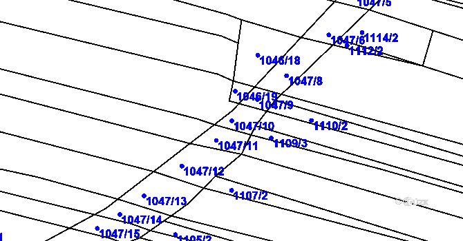 Parcela st. 1047/10 v KÚ Těmice u Hodonína, Katastrální mapa