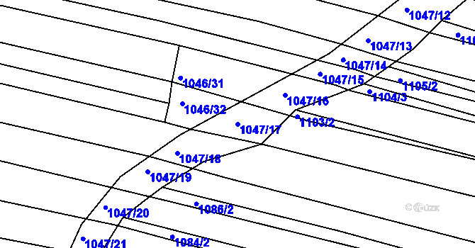 Parcela st. 1047/17 v KÚ Těmice u Hodonína, Katastrální mapa