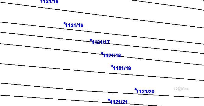 Parcela st. 1121/18 v KÚ Těmice u Hodonína, Katastrální mapa