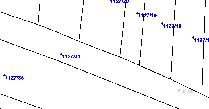 Parcela st. 1127/30 v KÚ Těmice u Hodonína, Katastrální mapa