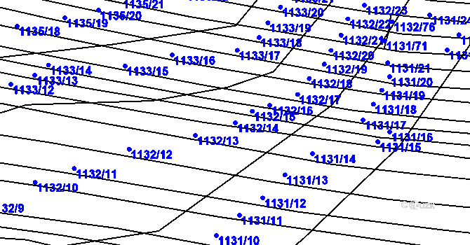 Parcela st. 1132/14 v KÚ Těmice u Hodonína, Katastrální mapa