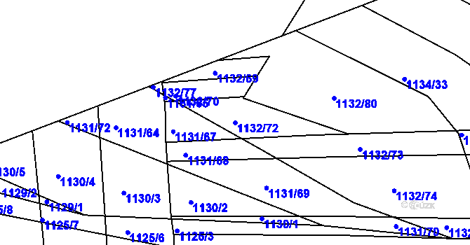 Parcela st. 1132/72 v KÚ Těmice u Hodonína, Katastrální mapa