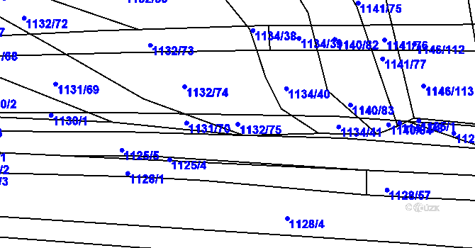 Parcela st. 1132/75 v KÚ Těmice u Hodonína, Katastrální mapa
