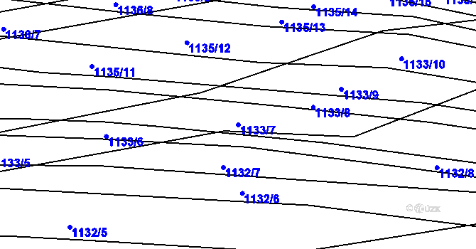 Parcela st. 1133/7 v KÚ Těmice u Hodonína, Katastrální mapa