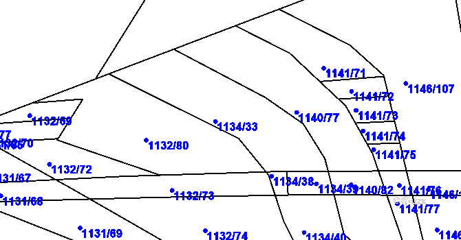 Parcela st. 1134/35 v KÚ Těmice u Hodonína, Katastrální mapa