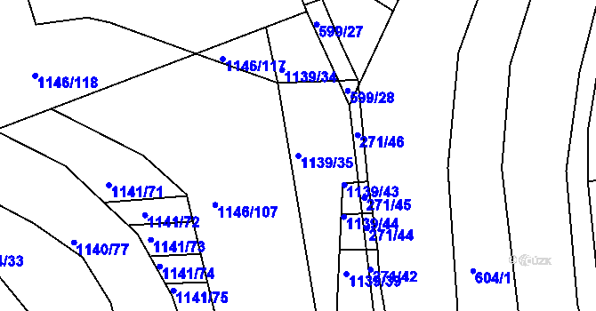 Parcela st. 1139/35 v KÚ Těmice u Hodonína, Katastrální mapa