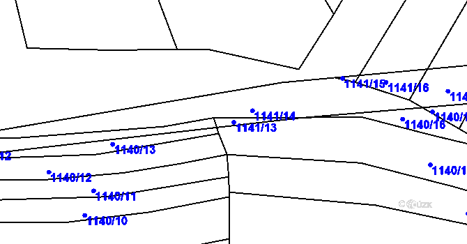 Parcela st. 1141/13 v KÚ Těmice u Hodonína, Katastrální mapa