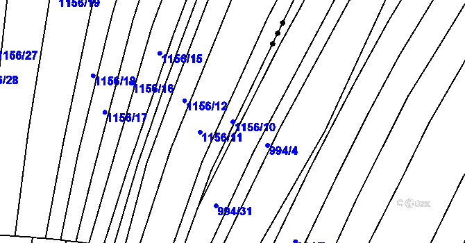 Parcela st. 1156/10 v KÚ Těmice u Hodonína, Katastrální mapa