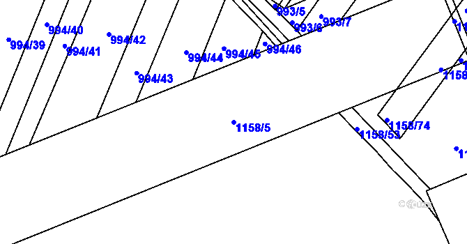 Parcela st. 1158/5 v KÚ Těmice u Hodonína, Katastrální mapa