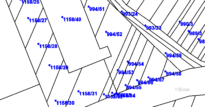 Parcela st. 1158/6 v KÚ Těmice u Hodonína, Katastrální mapa