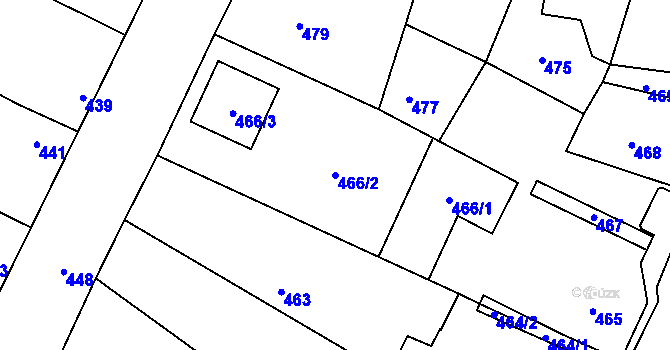Parcela st. 466/2 v KÚ Těmice u Hodonína, Katastrální mapa