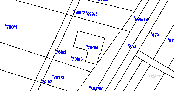 Parcela st. 700/4 v KÚ Těmice u Hodonína, Katastrální mapa