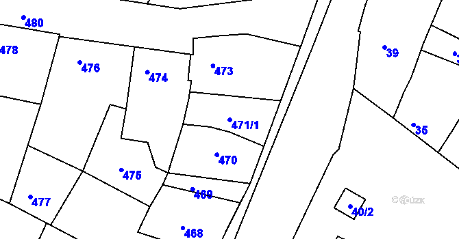 Parcela st. 471/1 v KÚ Těmice u Hodonína, Katastrální mapa