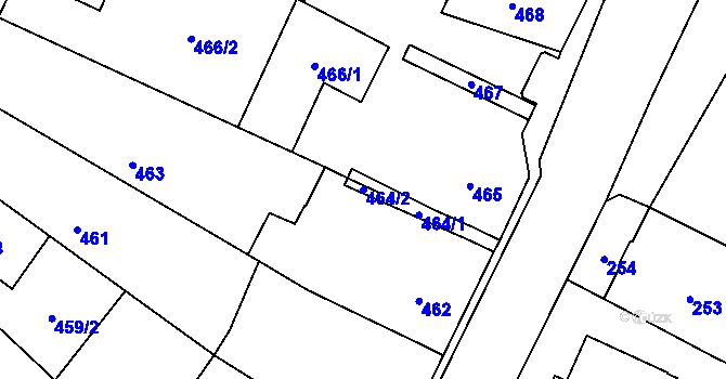 Parcela st. 464/2 v KÚ Těmice u Hodonína, Katastrální mapa
