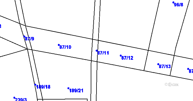 Parcela st. 87/11 v KÚ Těně, Katastrální mapa
