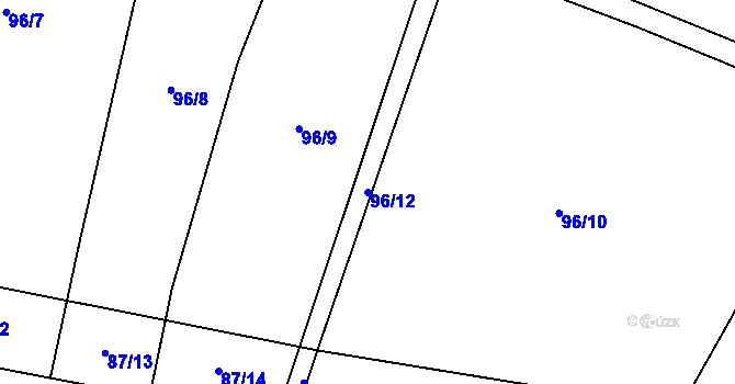 Parcela st. 96/12 v KÚ Těně, Katastrální mapa