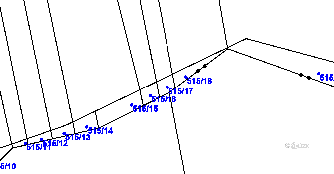 Parcela st. 515/17 v KÚ Těně, Katastrální mapa
