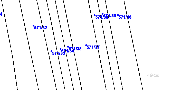 Parcela st. 571/37 v KÚ Těně, Katastrální mapa