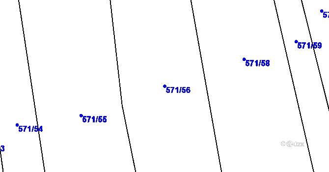 Parcela st. 571/56 v KÚ Těně, Katastrální mapa