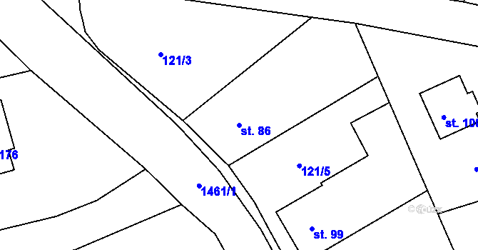Parcela st. 86 v KÚ Hořehledy, Katastrální mapa