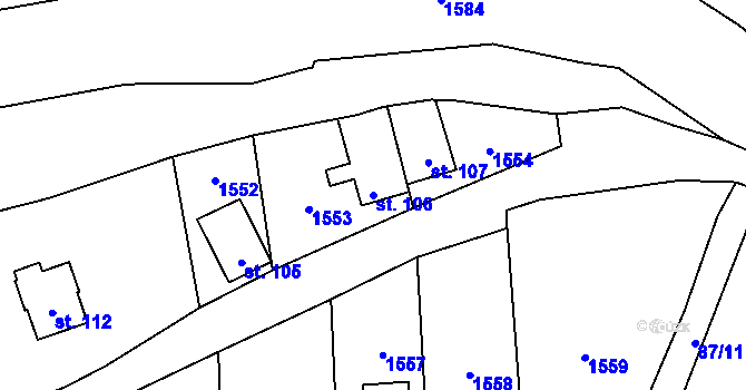 Parcela st. 106 v KÚ Hořehledy, Katastrální mapa