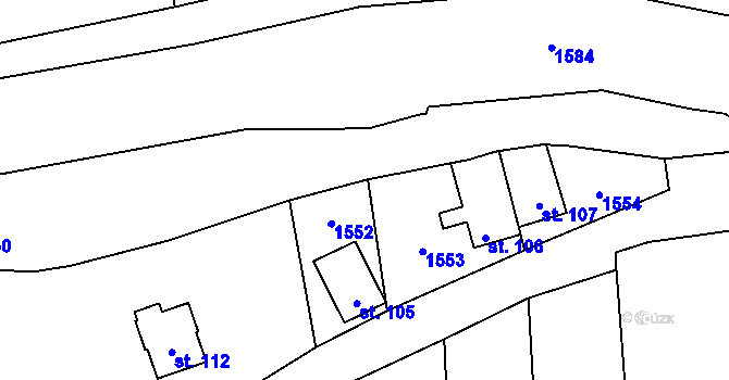 Parcela st. 87/8 v KÚ Hořehledy, Katastrální mapa
