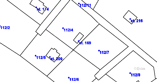 Parcela st. 169 v KÚ Hořehledy, Katastrální mapa
