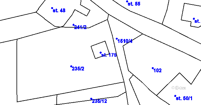Parcela st. 175 v KÚ Hořehledy, Katastrální mapa