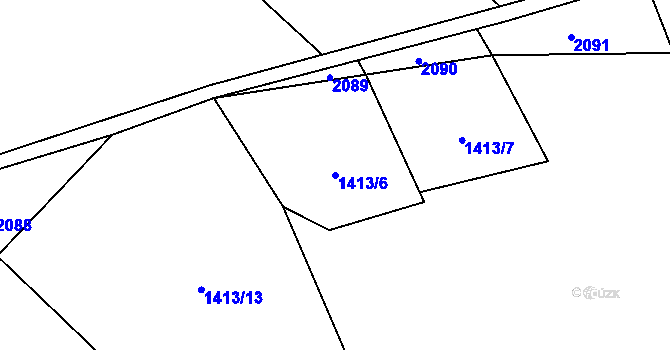 Parcela st. 1413/6 v KÚ Hořehledy, Katastrální mapa