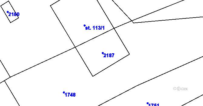 Parcela st. 113/2 v KÚ Hořehledy, Katastrální mapa
