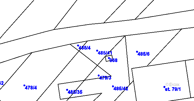 Parcela st. 485/41 v KÚ Lučiště, Katastrální mapa
