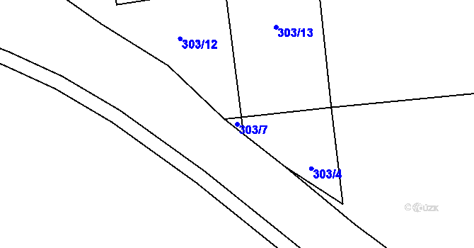 Parcela st. 303/7 v KÚ Těnovice, Katastrální mapa