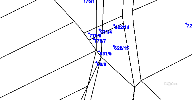 Parcela st. 90/5 v KÚ Záluží u Spáleného Poříčí, Katastrální mapa