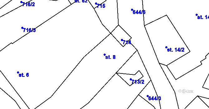 Parcela st. 8 v KÚ Bezvěrov u Teplé, Katastrální mapa