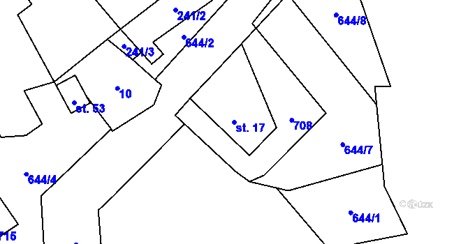 Parcela st. 17 v KÚ Bezvěrov u Teplé, Katastrální mapa