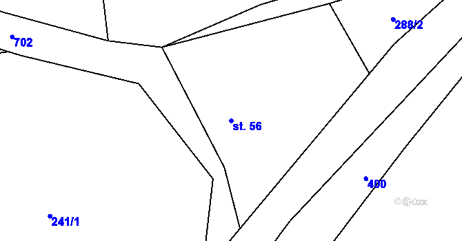 Parcela st. 56 v KÚ Bezvěrov u Teplé, Katastrální mapa