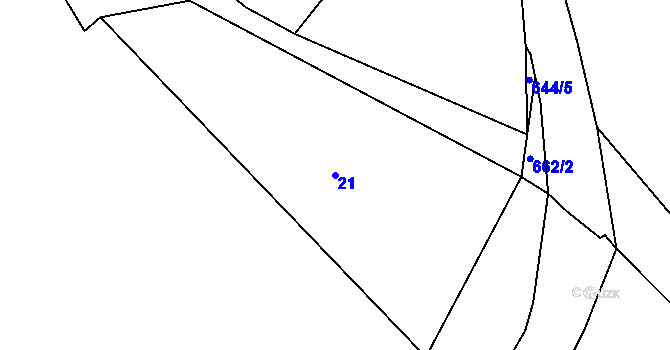 Parcela st. 21 v KÚ Bezvěrov u Teplé, Katastrální mapa
