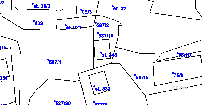 Parcela st. 343 v KÚ Klášter Teplá, Katastrální mapa