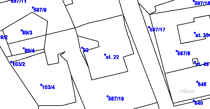 Parcela st. 22 v KÚ Klášter Teplá, Katastrální mapa