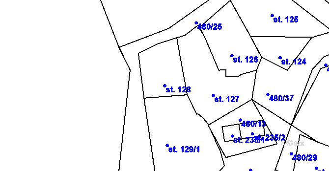 Parcela st. 128 v KÚ Klášter Teplá, Katastrální mapa