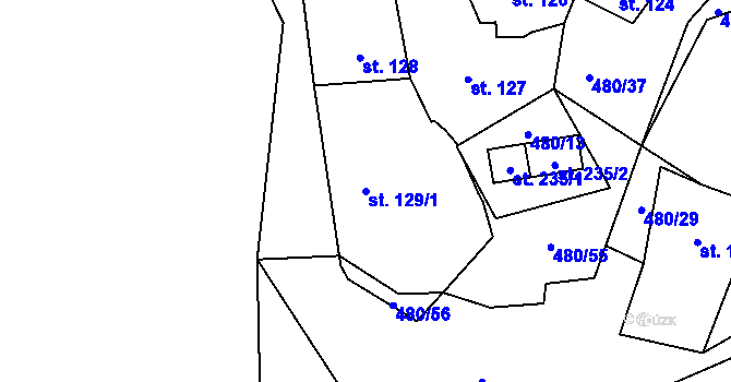 Parcela st. 129/1 v KÚ Klášter Teplá, Katastrální mapa