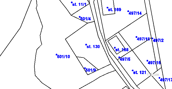 Parcela st. 130 v KÚ Klášter Teplá, Katastrální mapa