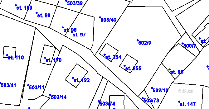 Parcela st. 254 v KÚ Klášter Teplá, Katastrální mapa