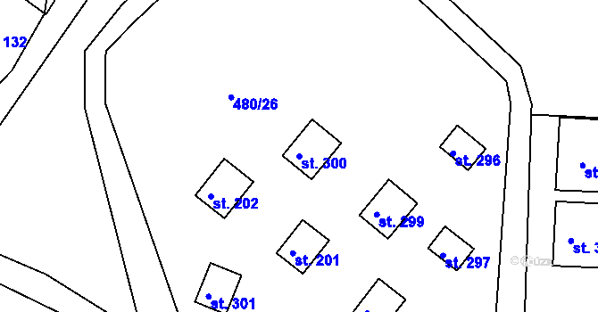 Parcela st. 300 v KÚ Klášter Teplá, Katastrální mapa