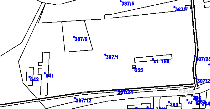 Parcela st. 387/1 v KÚ Klášter Teplá, Katastrální mapa