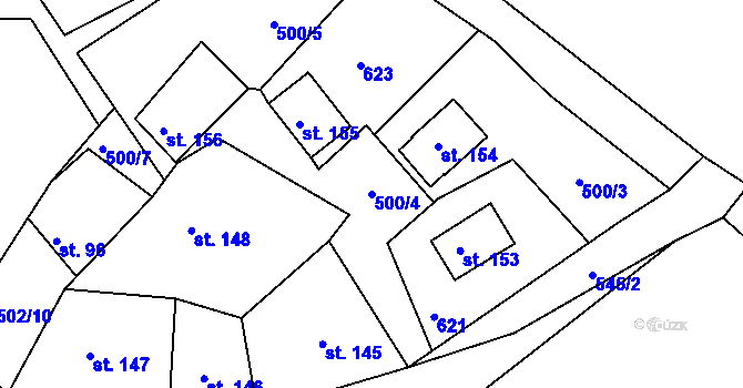 Parcela st. 500/4 v KÚ Klášter Teplá, Katastrální mapa
