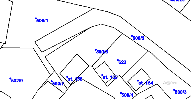 Parcela st. 500/5 v KÚ Klášter Teplá, Katastrální mapa